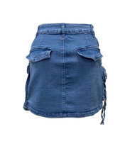 Load image into Gallery viewer, Cargo Denim Mini Skirt
