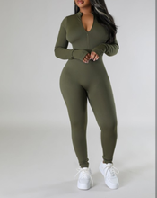 Load image into Gallery viewer, Front Zipper Mock Neck Seamless Jumpsuit
