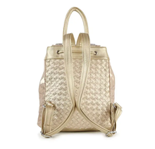Load image into Gallery viewer, Rhinestone Basketweave Drawstring Backpack

