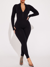 Load image into Gallery viewer, Front Zipper Mock Neck Seamless Jumpsuit

