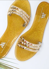 Load image into Gallery viewer, Gold Jelly Slide Sandals
