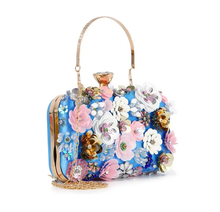 Load image into Gallery viewer, Raised Flowers Beaded Evening Bag
