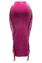 Load image into Gallery viewer, Mineral Wash Fringed Maxi Skirt
