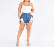 Load image into Gallery viewer, Plus Size Waist Distressed Mini Shorts
