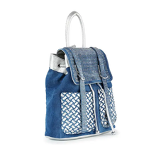 Load image into Gallery viewer, Rhinestone Basketweave Drawstring Backpack
