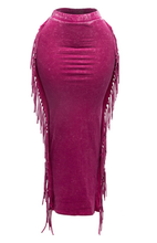 Load image into Gallery viewer, Mineral Wash Fringed Maxi Skirt
