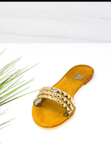 Load image into Gallery viewer, Gold Jelly Slide Sandals

