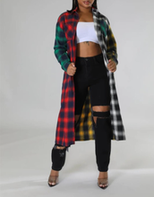 Load image into Gallery viewer, Color Block Plaid Long Shirts
