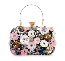 Load image into Gallery viewer, Raised Flowers Beaded Evening Bag
