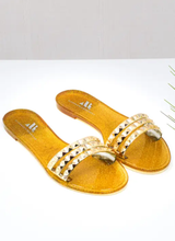 Load image into Gallery viewer, Gold Jelly Slide Sandals

