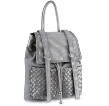 Load image into Gallery viewer, Rhinestone Basketweave Drawstring Backpack
