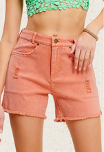 Load image into Gallery viewer, High Rise Mineral Washed Colored Denim Shorts
