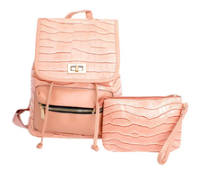 Load image into Gallery viewer, Backpack Croc Flap Bag Set For Women
