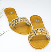 Load image into Gallery viewer, Gold Jelly Slide Sandals
