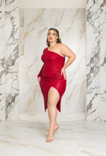 Load image into Gallery viewer, Plus One Shoulder Midi Dress
