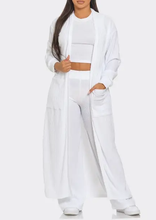 Load image into Gallery viewer, Daisy Crinkle Knit Cardigan Crop Top and Pants Set
