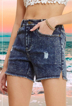Load image into Gallery viewer, High Rise Mineral Washed Colored Denim Shorts
