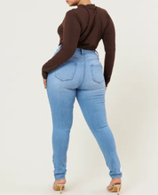 Load image into Gallery viewer, Plus Cozy Vibrant Skinny Jeans
