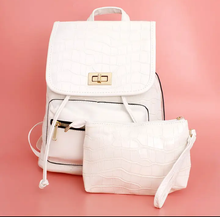 Load image into Gallery viewer, Backpack Croc Flap Bag Set For Women
