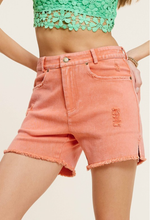 Load image into Gallery viewer, High Rise Mineral Washed Colored Denim Shorts
