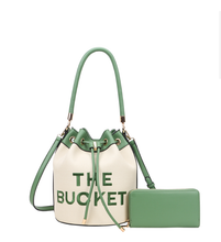 Load image into Gallery viewer, The Bucket Draw String Canvas Hobo -Shoulder Bag with Wallet
